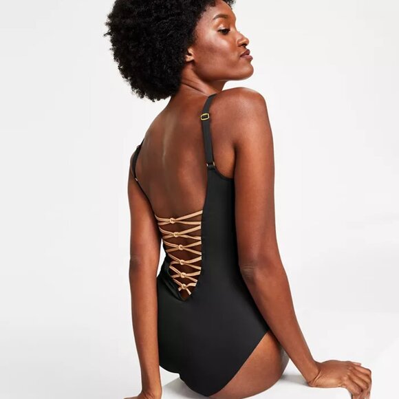 NWT Bleu Rod Beattie Women's Core-Lace-Down Mio One-Piece Size 8-20W $100 AA371 - Picture 3 of 6